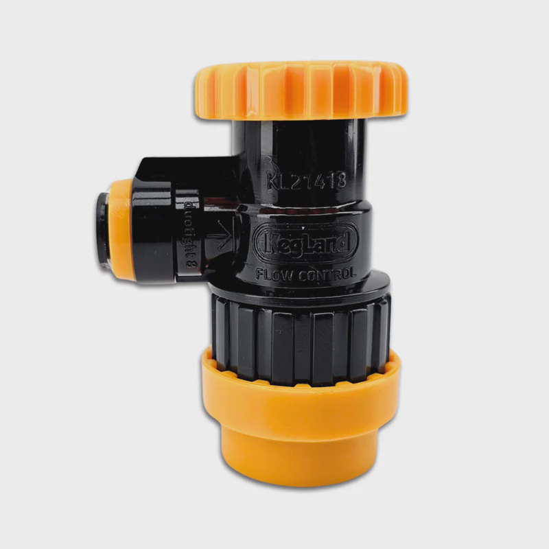 Duotight 8mm x Flow Control Ball Lock Disconnect (Liquid Black + Yellow)